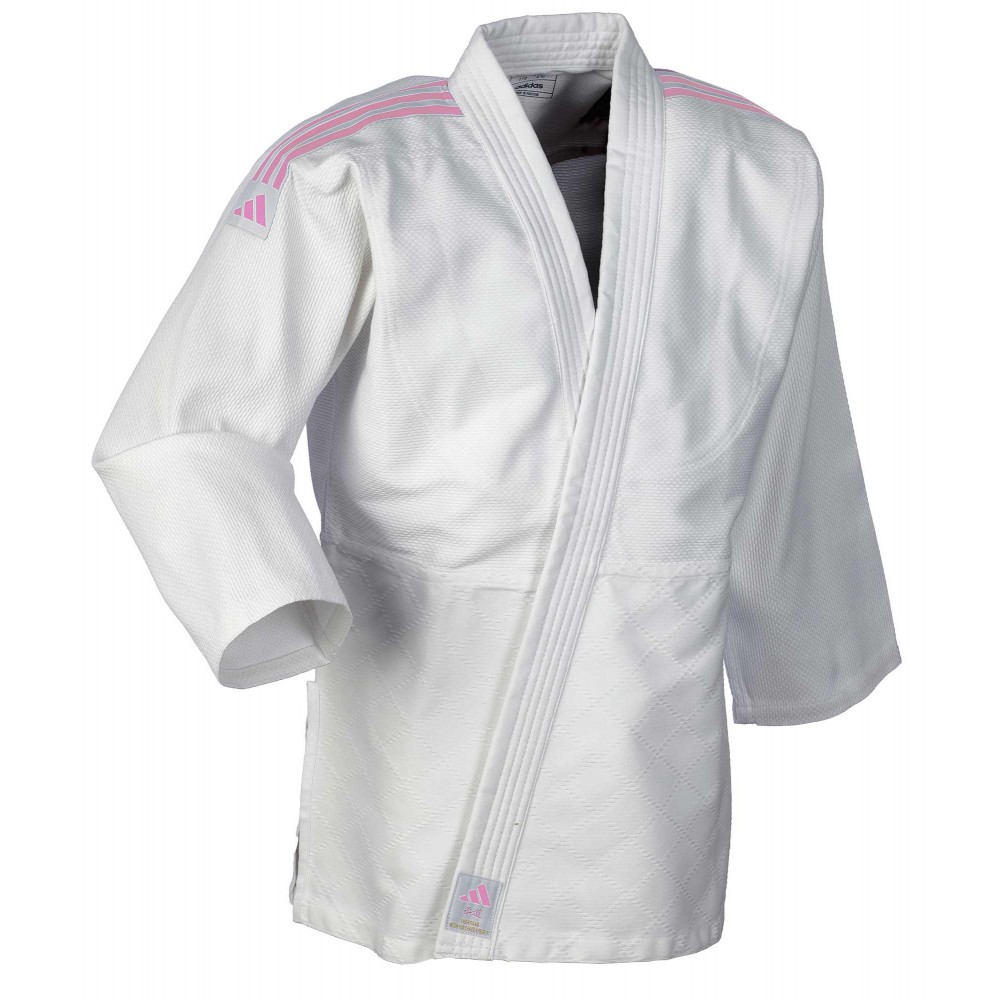 adidas judo gi Club J350 white/pink stripes