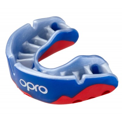 OPRO Mouthguard Platinum Level Senior blue/pearl/red